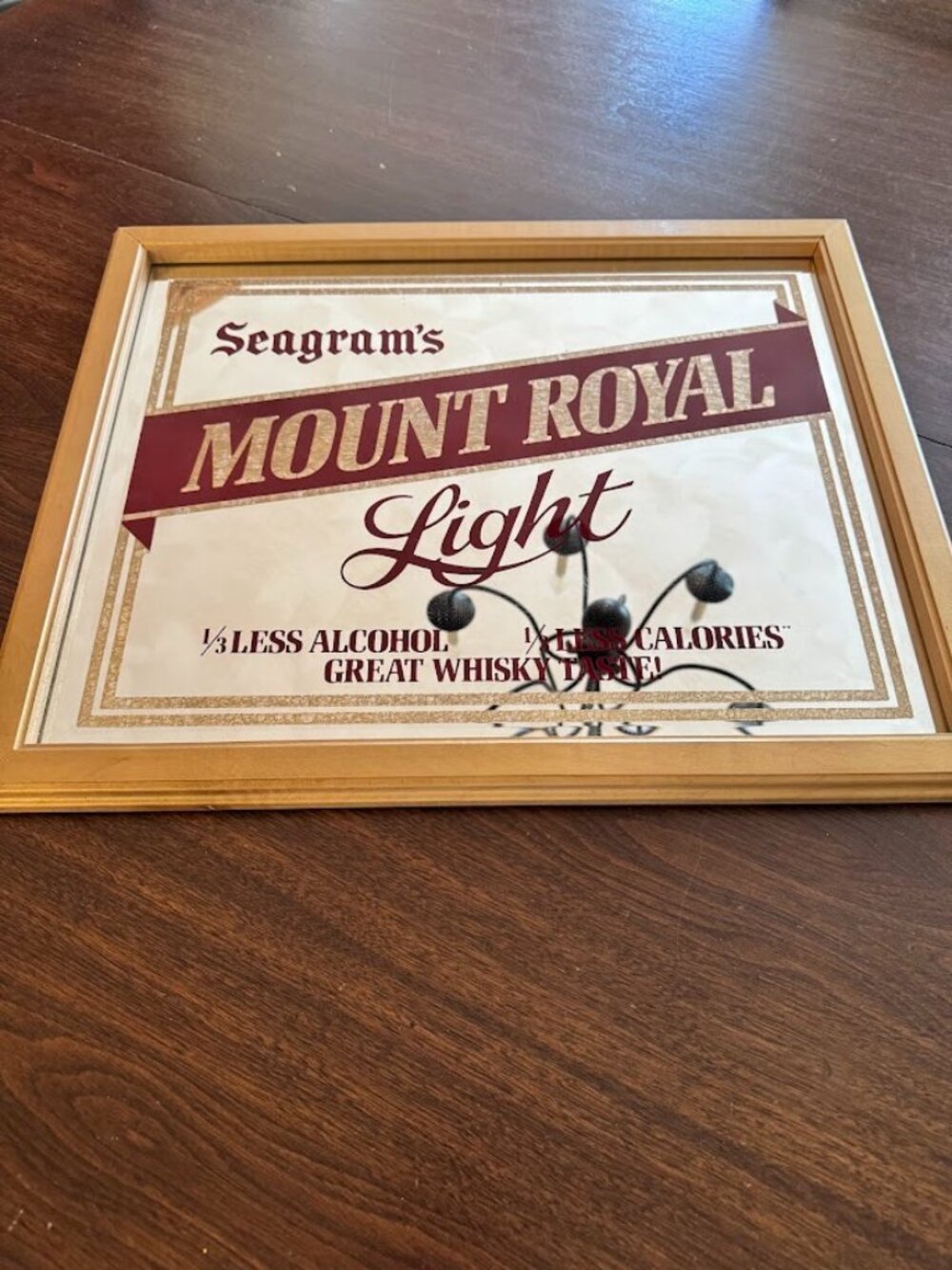 Vintage Seagram's Mount Royal Light Mirror Sign 18x22